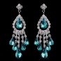 Silver Teal Chandelier Earrings 24792