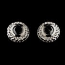Vintage Silver CZ Black Stud Earrings 3587