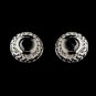 Vintage Silver CZ Black Stud Earrings 3587
