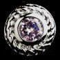 Vintage Silver CZ Pink Stud Earrings 3587