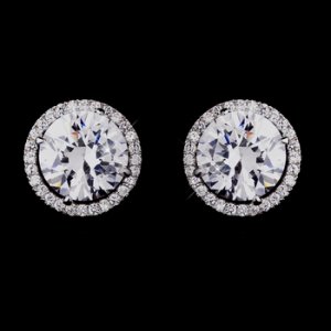 Silver CZ Post Earrings 4731