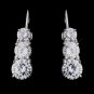 Silver CZ Leverback 3 Stone Earrings 5293