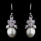 Silver White Pearl & CZ Earrings 5441