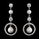 Silver White Pearl & CZ Earrings 5863