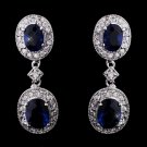 Silver Sapphire Kate Middleton Inspired Silver Sapphire Blue CZ Earrings 5996