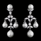 Silver White Pearl & CZ Earrings 7129