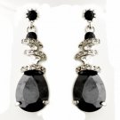 Black Swarovski Crystal & CZ Swirl Earrings 8592