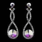 Silver AB Double Loop Dangling Antique Earrings 8706