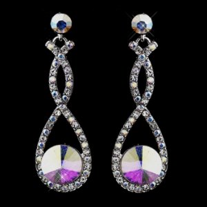 Silver AB Double Loop Dangling Antique Earrings 8706