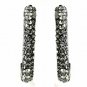 Antique Silver Black Diamond Hoop Earrings 8707
