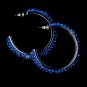 Antique Silver Blue Hoop Earrings 8707
