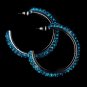 Antique Silver Turquoise Hoop Earrings 8707