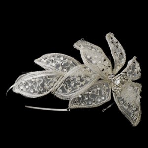 Silver Flower Side Accented Headpiece 656