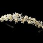 Silver Floral Rhinestone Champagne Elegance Bridal Pearl Headband 7539