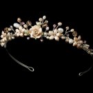 Silver Pink Porcelain Bridal Tiara Headpiece 8142