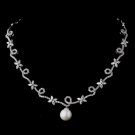 Silver Pearl & CZ Necklace 3871