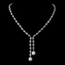 Silver & Pearl CZ Necklace 9017