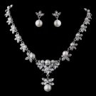 Silver White Necklace & Earring Set 12668
