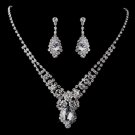 Silver Clear Rhinestone Necklace & Earring Set 12677