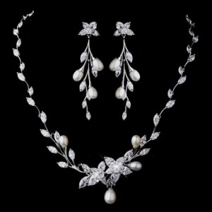 Silver CZ Necklace & Earring Set 1284