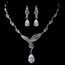 Silver Clear CZ Necklace & Earring Set 1292