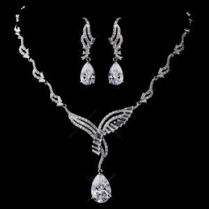 Silver Clear CZ Necklace & Earring Set 1292