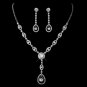 Silver Clear CZ Necklace & Earring Set 1295
