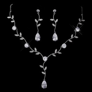 Silver Clear CZ Necklace & Earring Set 1297