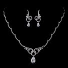 Silver Clear CZ Necklace Earring Set 1298