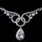 Silver Clear CZ Necklace Earring Set 1298