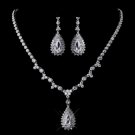 Silver Clear CZ Necklace Earring Set 1300