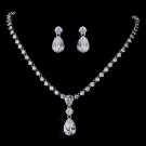 Silver Clear CZ Necklace & Earring Set 1308