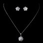 Silver Clear CZ Floral Necklace & Earring Set 8601