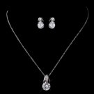 Silver Clear CZ Necklace & Earring Set 8603
