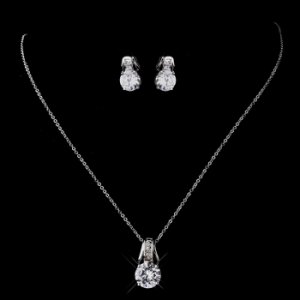 Silver Clear CZ Necklace & Earring Set 8603