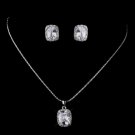 Silver Clear CZ Necklace & Earring Set 8605