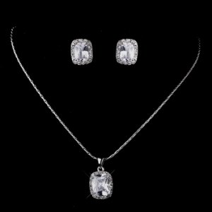 Silver Clear CZ Necklace & Earring Set 8605