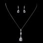 Silver Clear CZ Necklace & Dangle Earring Set 8606