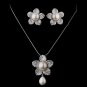 Pearl & CZ Pave Flower Jewelry Set 8619