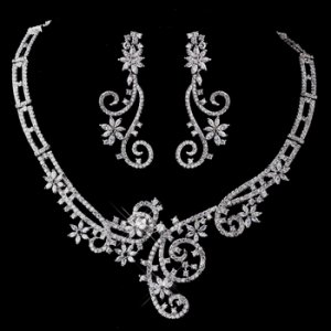 Silver Clear CZ Necklace & Earring Set 8620