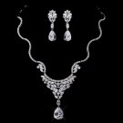 Silver Clear CZ Necklace & Earring Set 8621
