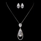 Silver Clear CZ Necklace & Earring Set 8719