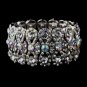 Glitzy Antique Silver Bowtie Stretch Bracelet w/ Clear & Aurora Borealis Crystals 8699