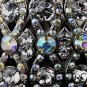Glitzy Antique Silver Bowtie Stretch Bracelet w/ Clear & Aurora Borealis Crystals 8699