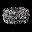 Glitzy Silver Bowtie Stretch Bracelet w/ Clear Crystals 8699