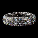 Sparkling Antique Silver Stretch Bracelet w/ Clear & Aurora Borealis Crystals 8703