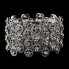 Striking Antique Silver Stretch Cuff Bracelet w/ Clear Crystals 8704