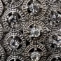 Striking Antique Silver Stretch Cuff Bracelet w/ Clear Crystals 8704