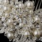 Fabulous Silver Clear Crystal & White Pearl Bridal Comb 752