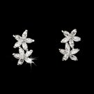 Lovely Silver Clear CZ Flower Earrings 2630